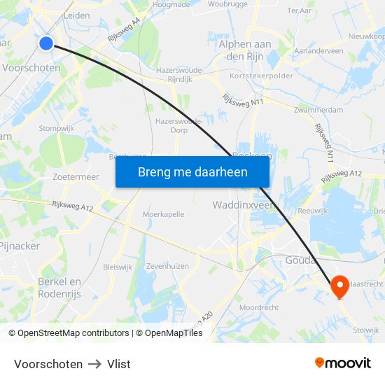 Voorschoten to Vlist map