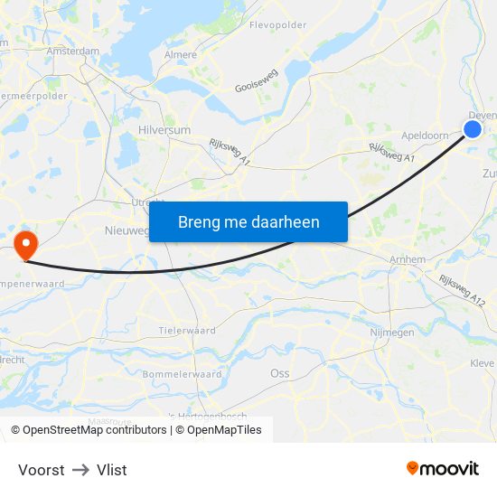 Voorst to Vlist map