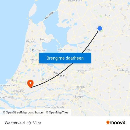 Westerveld to Vlist map