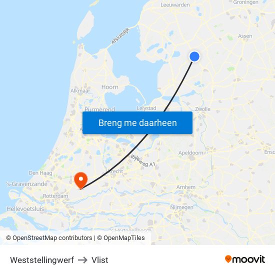 Weststellingwerf to Vlist map