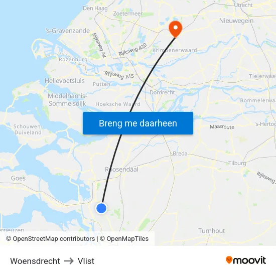 Woensdrecht to Vlist map