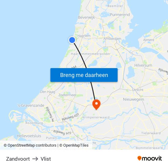 Zandvoort to Vlist map