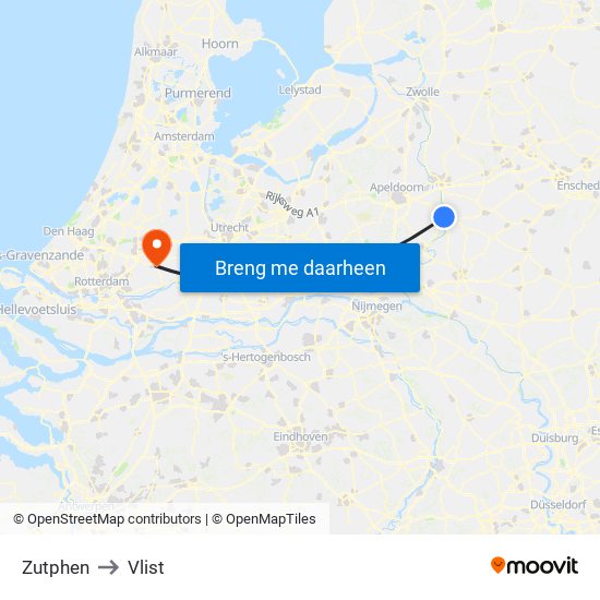 Zutphen to Vlist map