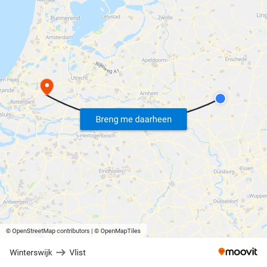 Winterswijk to Vlist map