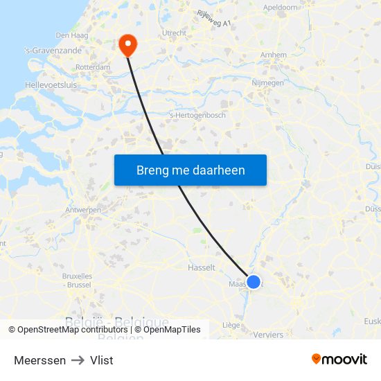 Meerssen to Vlist map