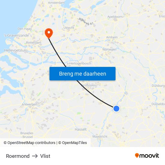 Roermond to Vlist map