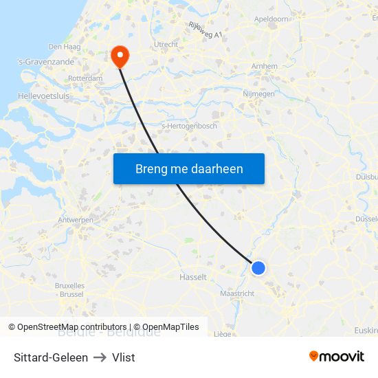 Sittard-Geleen to Vlist map