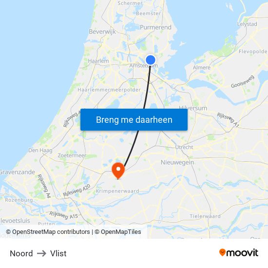 Noord to Vlist map