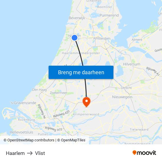 Haarlem to Vlist map