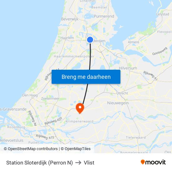Station Sloterdijk (Perron N) to Vlist map