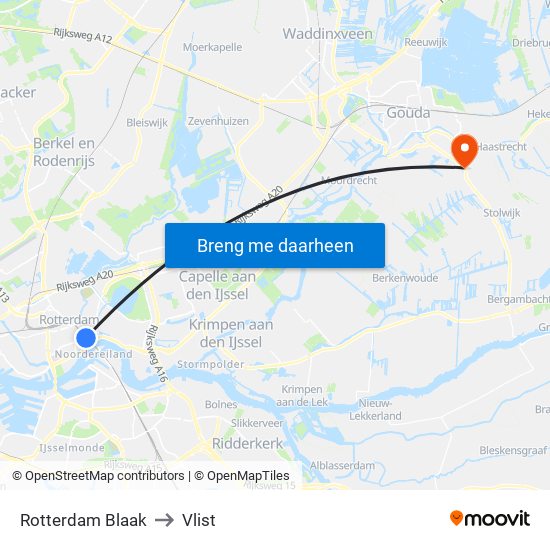 Rotterdam Blaak to Vlist map
