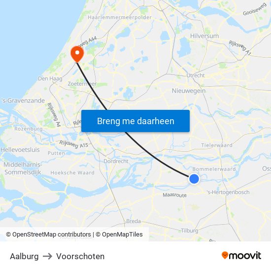 Aalburg to Voorschoten map