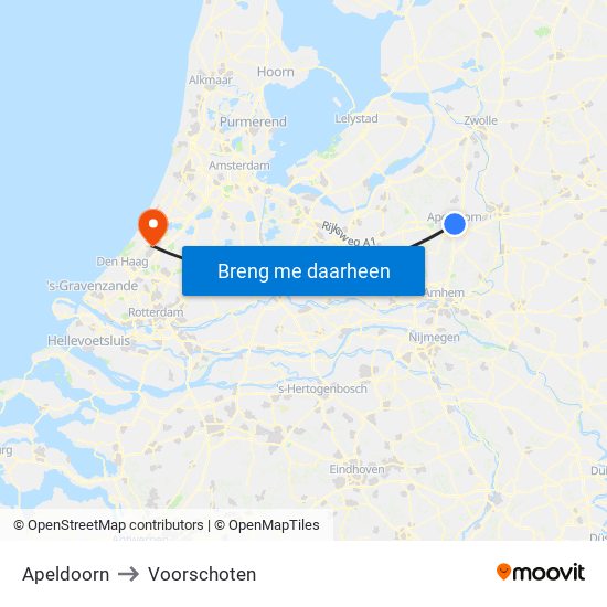 Apeldoorn to Voorschoten map