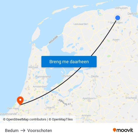 Bedum to Voorschoten map