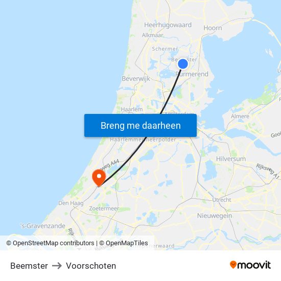 Beemster to Voorschoten map