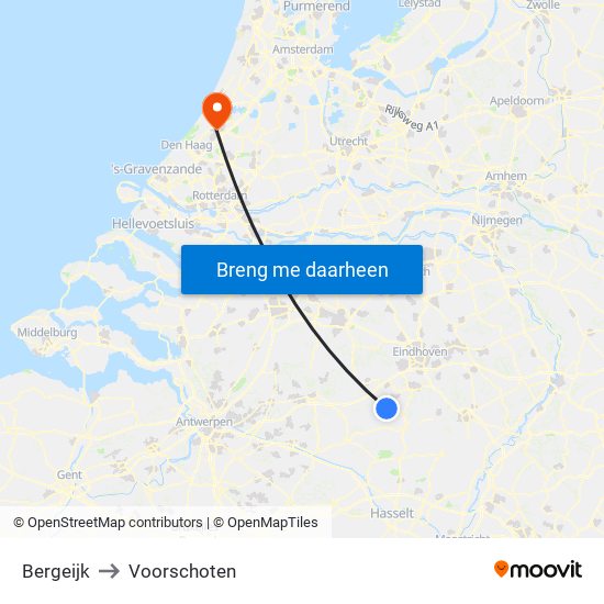 Bergeijk to Voorschoten map