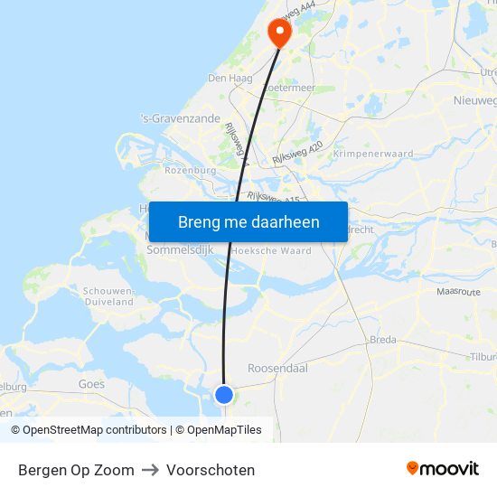 Bergen Op Zoom to Voorschoten map