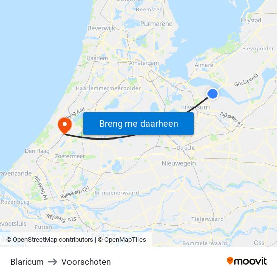 Blaricum to Voorschoten map