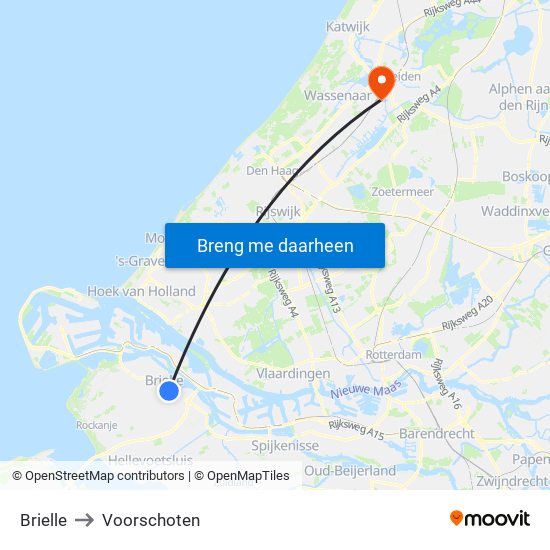 Brielle to Voorschoten map