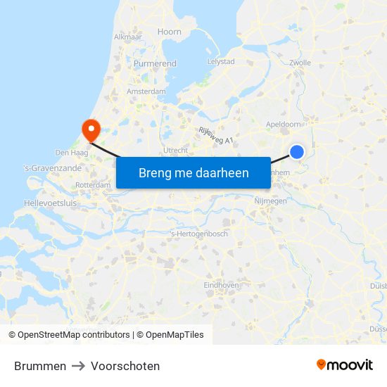 Brummen to Voorschoten map
