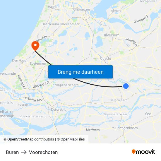 Buren to Voorschoten map
