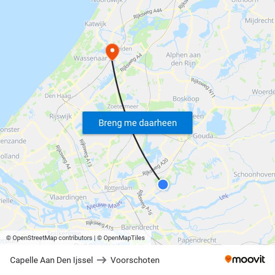 Capelle Aan Den Ijssel to Voorschoten map