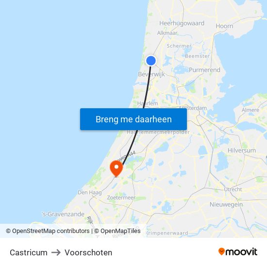 Castricum to Voorschoten map