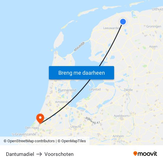 Dantumadiel to Voorschoten map