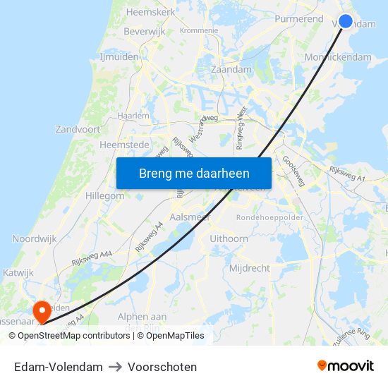 Edam-Volendam to Voorschoten map