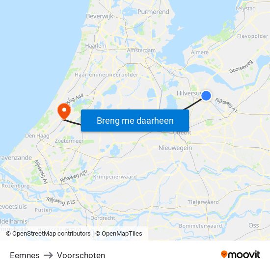 Eemnes to Voorschoten map