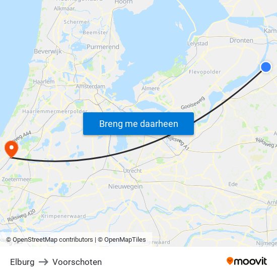 Elburg to Voorschoten map