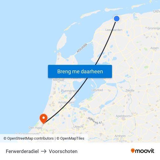 Ferwerderadiel to Voorschoten map