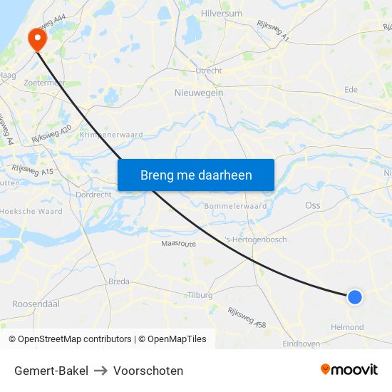 Gemert-Bakel to Voorschoten map