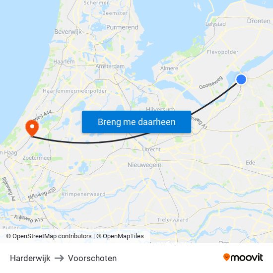 Harderwijk to Voorschoten map
