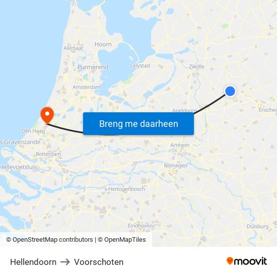 Hellendoorn to Voorschoten map
