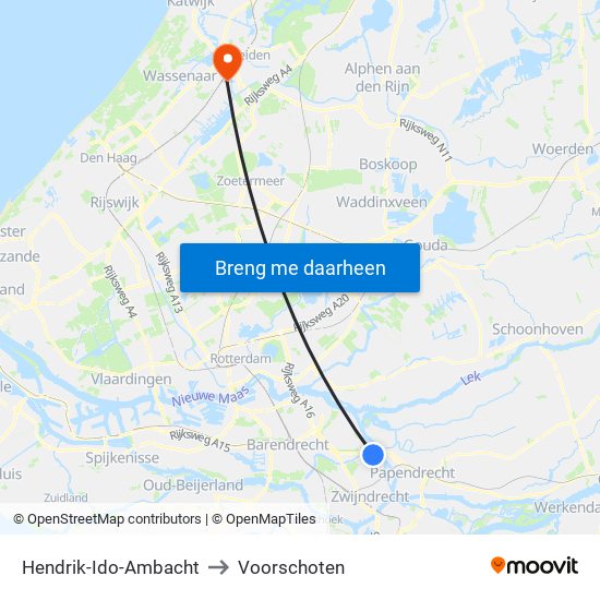 Hendrik-Ido-Ambacht to Voorschoten map