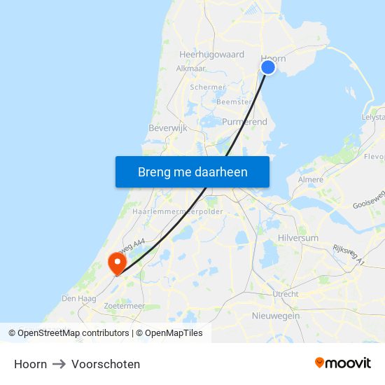 Hoorn to Voorschoten map