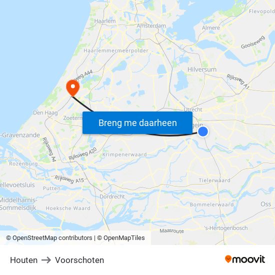 Houten to Voorschoten map