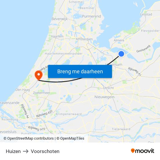 Huizen to Voorschoten map