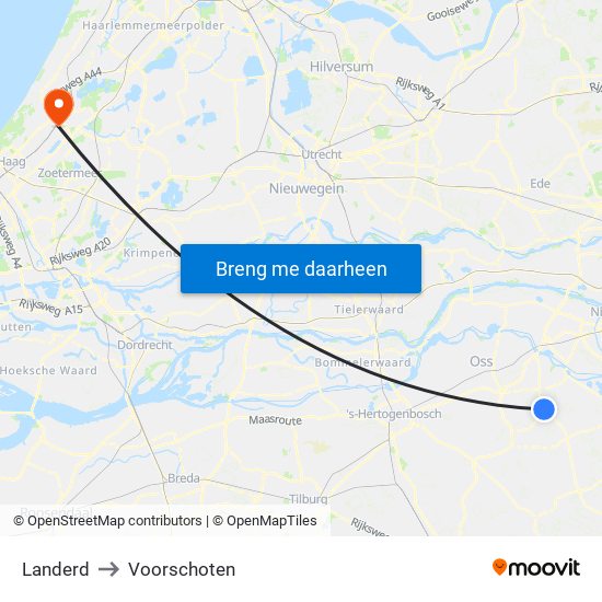 Landerd to Voorschoten map