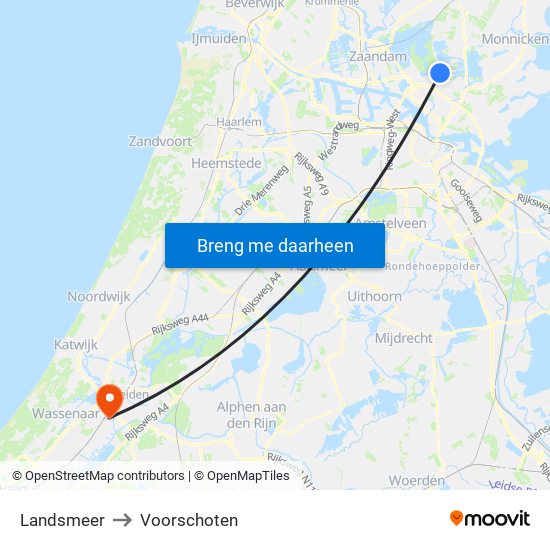 Landsmeer to Voorschoten map