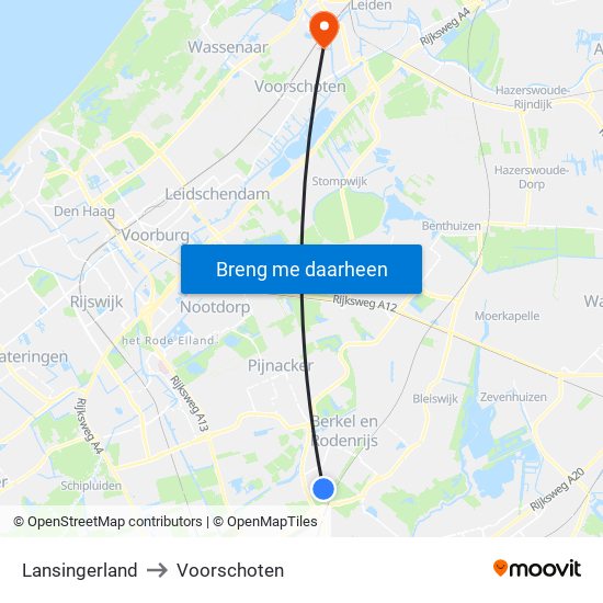 Lansingerland to Voorschoten map
