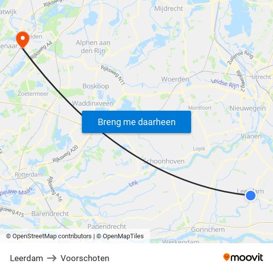 Leerdam to Voorschoten map