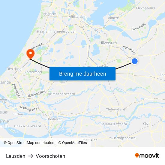 Leusden to Voorschoten map
