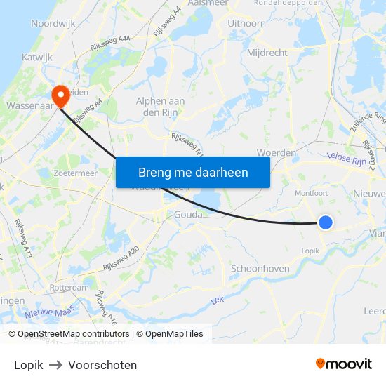 Lopik to Voorschoten map