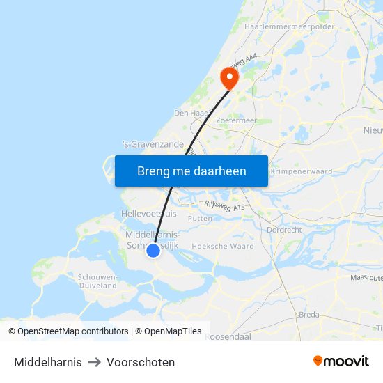 Middelharnis to Voorschoten map