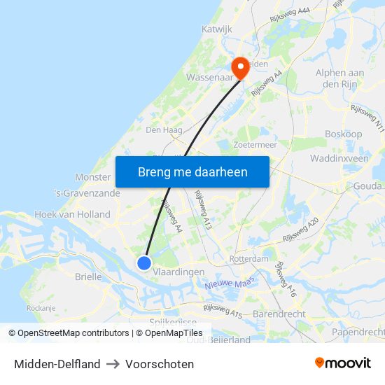 Midden-Delfland to Voorschoten map