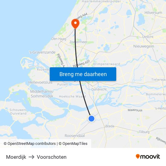 Moerdijk to Voorschoten map