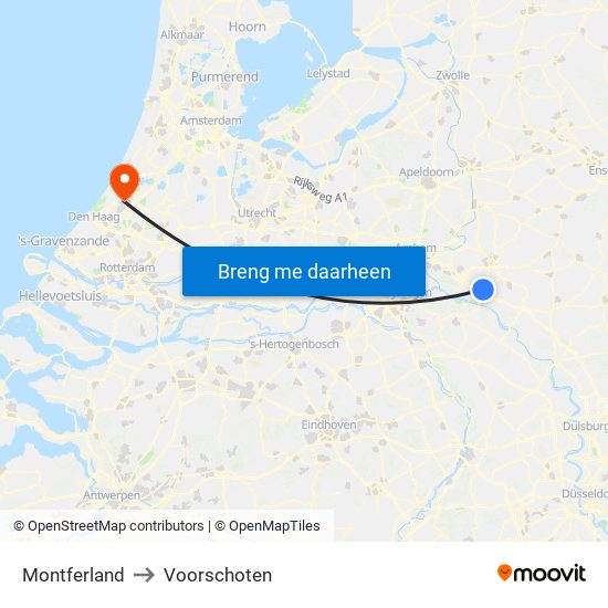 Montferland to Voorschoten map