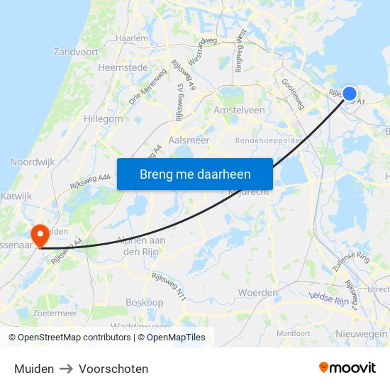 Muiden to Voorschoten map